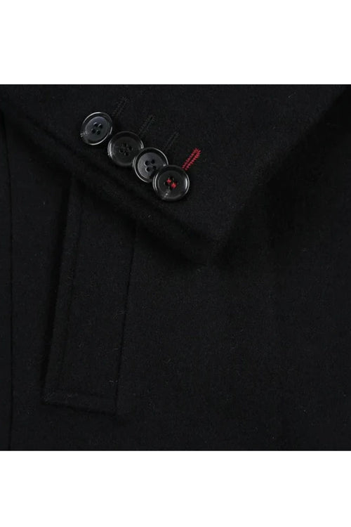 Black Fall/Winter Essential Slim Fit Overcoat Wool Blend