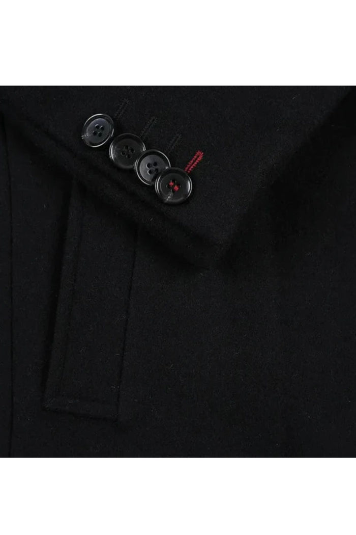 Black Fall/Winter Essential Slim Fit Overcoat Wool Blend