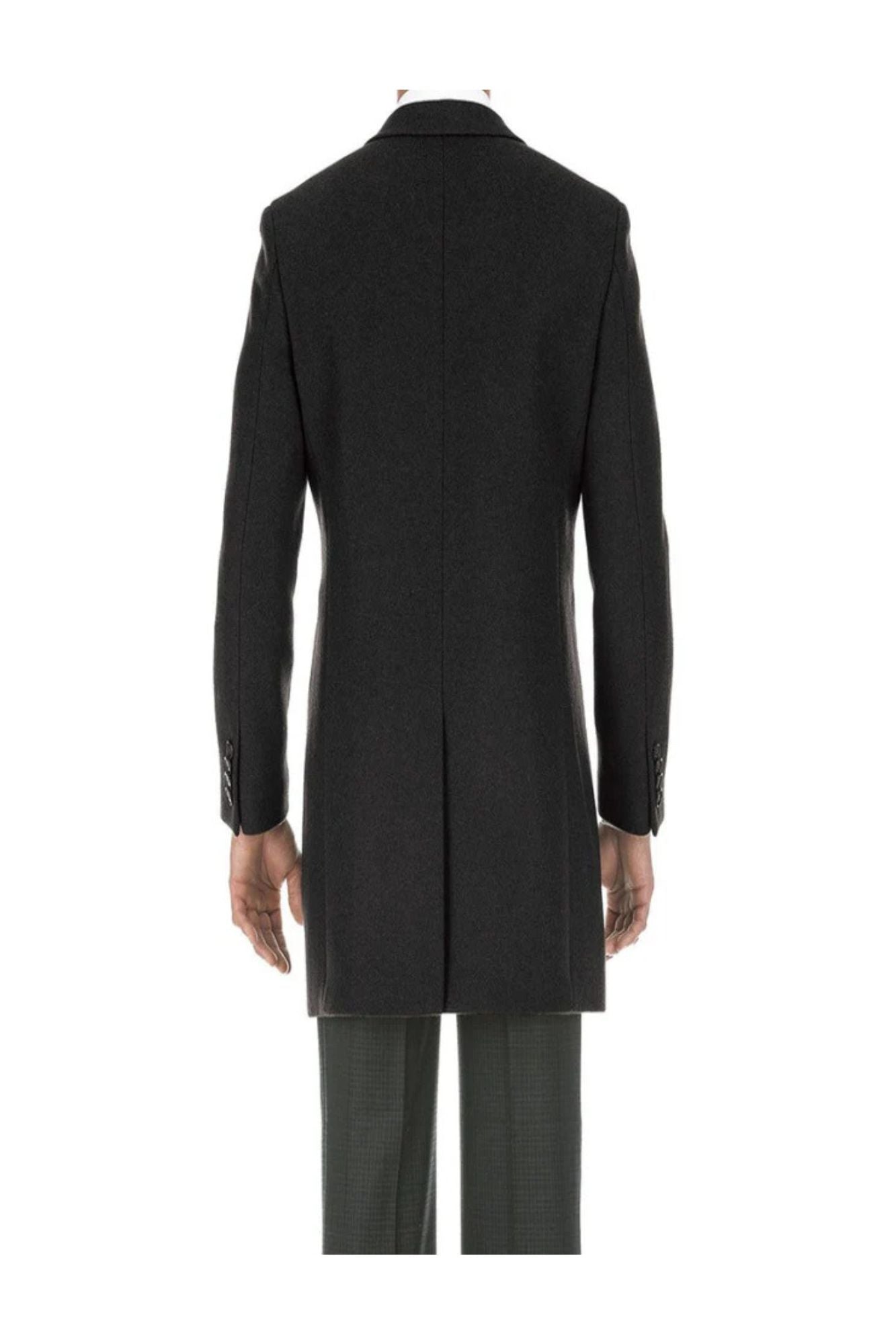 English Laundry Black Fall/Winter Essential Slim Fit Overcoat Wool Blend