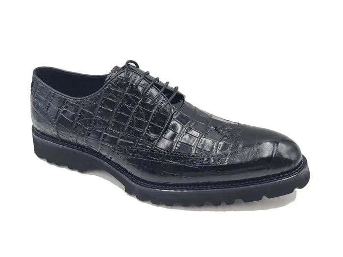 Carrucci Blucher Style Alligator Embossed Oxford