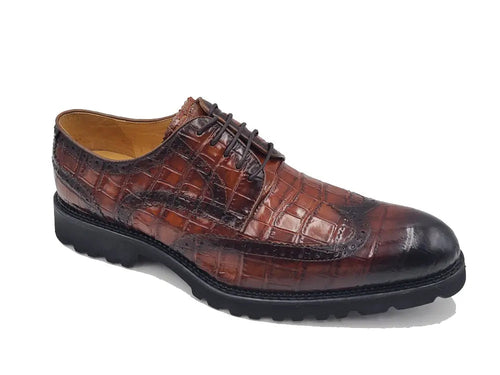 Carrucci Blucher Style Alligator Embossed Oxford