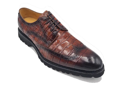 Carrucci Blucher Style Alligator Embossed Oxford