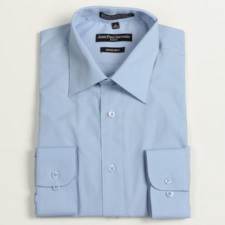 Medium Blue Convertible Cuff Big & Tall Shirt 18 19 20 21 22 Inch Neck Men's Dress Shirt