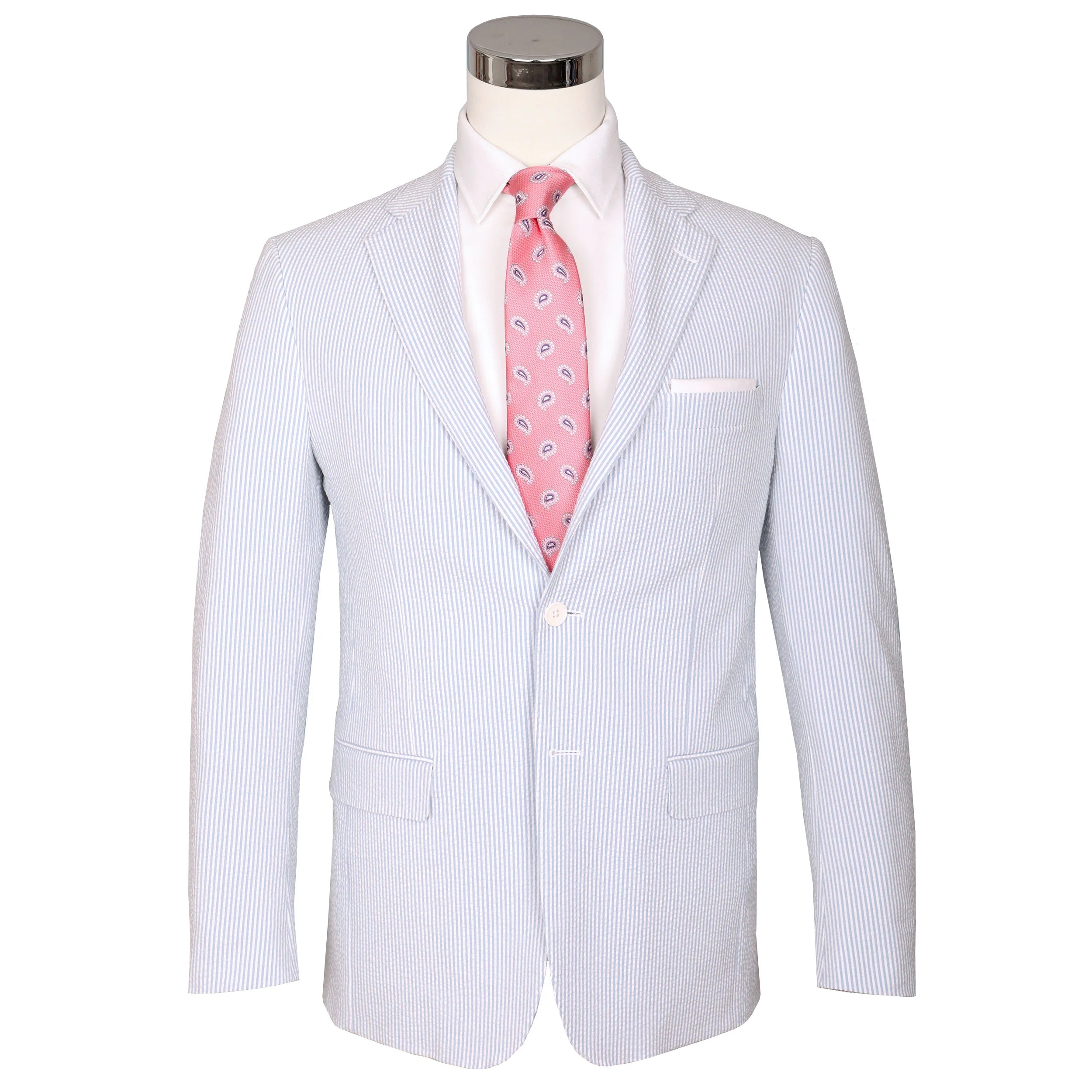 Seersucker Blazer - "Blue Ice"  Seersucker Sport Coat Blue Ice Seersucker Stretch Sport Coat