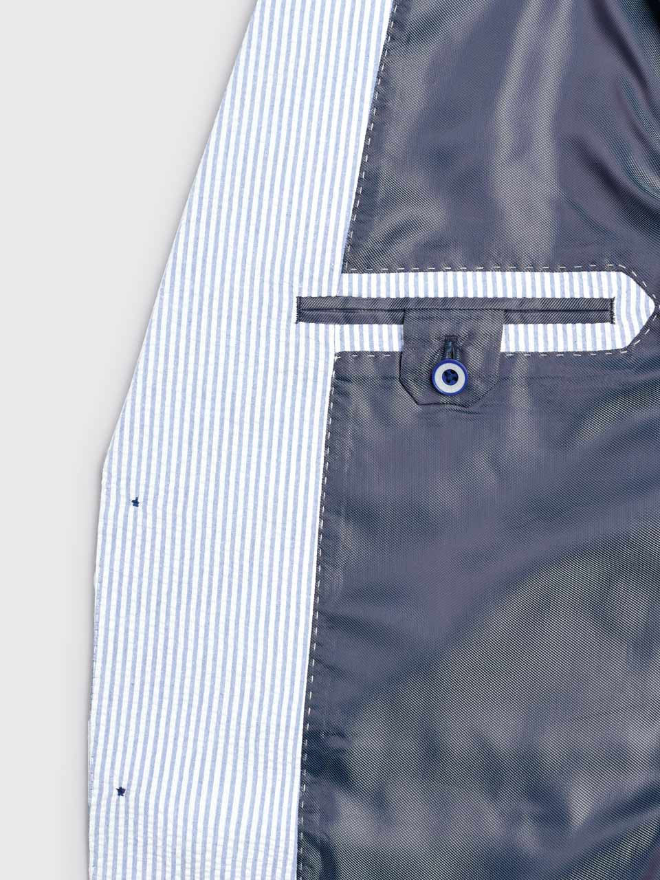 Blue Striped Seersucker Jacket - 34 Short or Extra Small