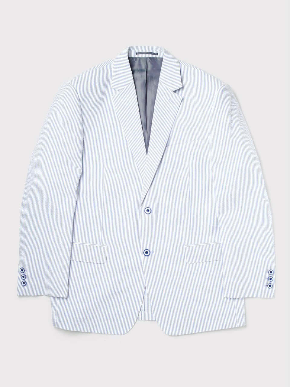 Blue Striped Seersucker Jacket - 34 Short or Extra Small