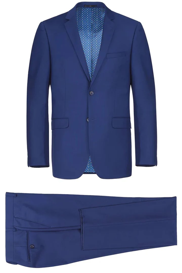 Cheap Suit - Mens Two Button Slim Fit Two Piece Wedding Blue Suit