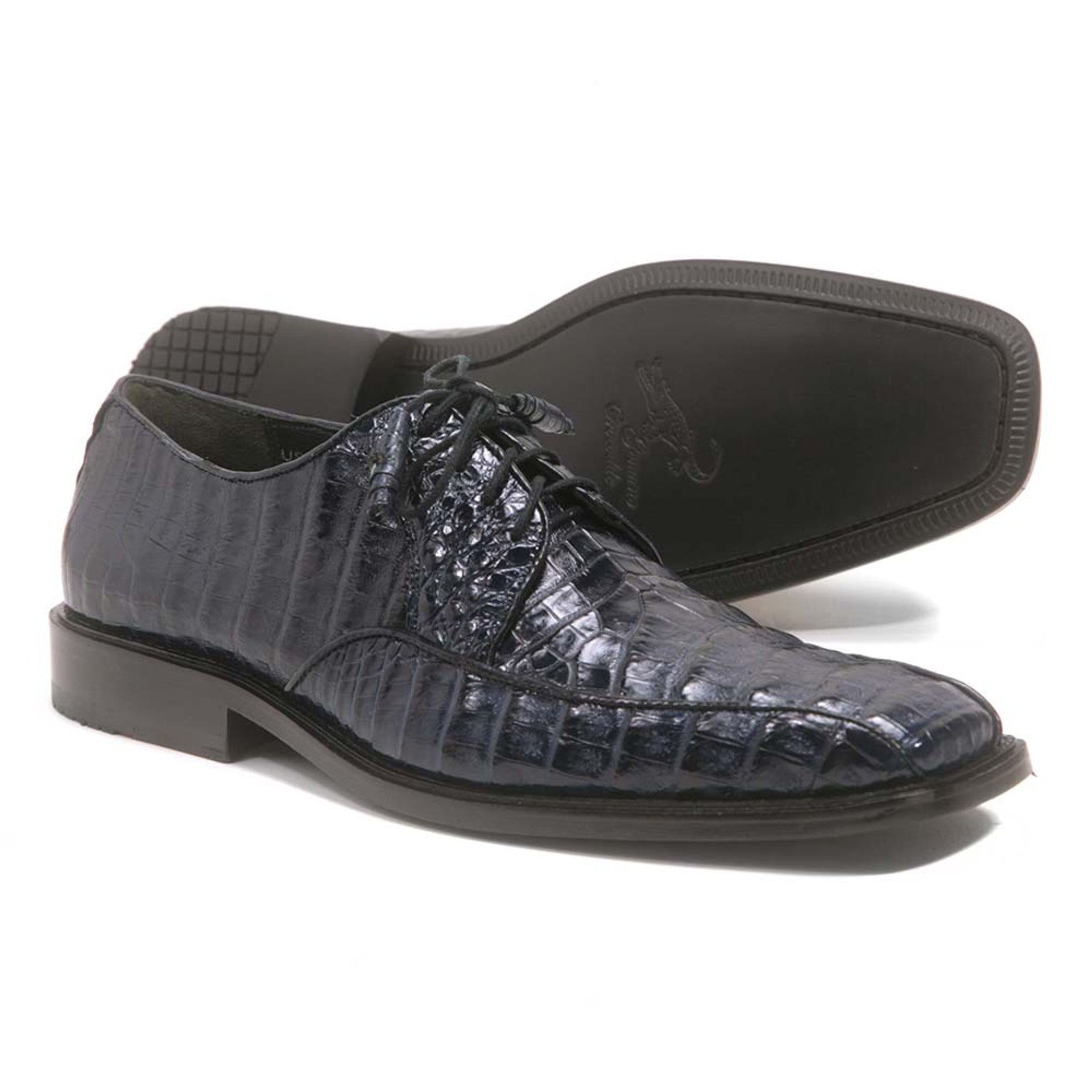 Los Altos Oxford Blue Caiman & Belly Crocodile Shoes - 8