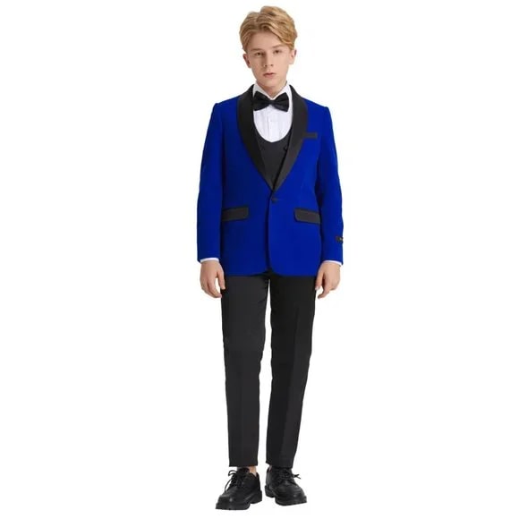 5pc Blue Boys Velvet Tuxedo Includes Bowtie by Tazio