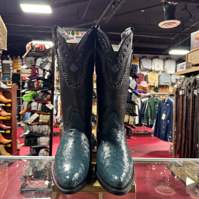 Blue Ostrich Cowboy Boots J-Toe
