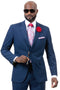 Cheap Priced Suit - Mens Two Button Slim Fit Weave Patter Blue Suit