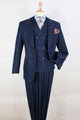 Cheap priced Suit - Mens Two Button Peak Lapel Double Breasted Vest Denim Blue Suit