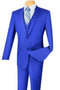 Cheap Priced Suit - Mens Basic 2 Button Vested Slim Fit Blue Suit