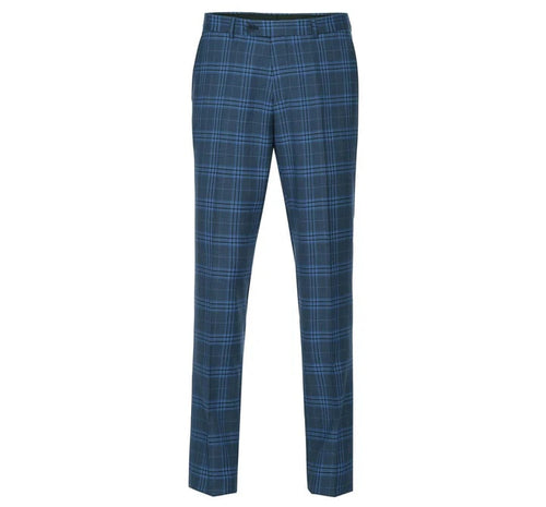 Cheap Priced Suit  - Mens Two Button Slim Fit Two Piece Suit In Blue Windowpane Plaid