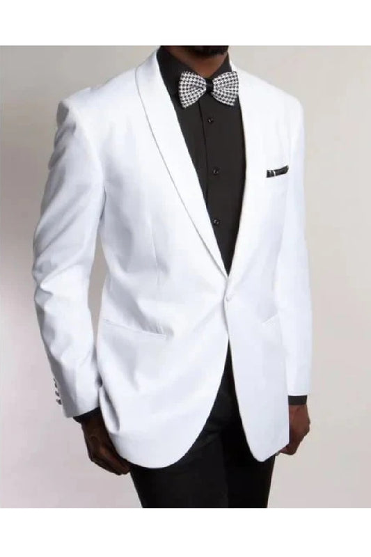 Simple White Tuxedo Suit Blazer Sports Coat Jacket, Modern Fit