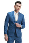 Cheap priced Suit- Men's One Button Double Breasted Vest Slim Fit Sharkskin Wedding Blue Suit
