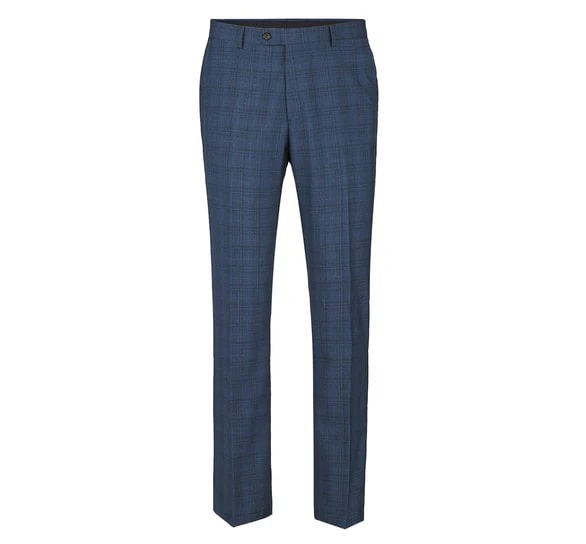 Renoir Clothing - Renoir Suit - Renoir Fashion - Performance 3-piece Classic Fit  Blue Windowpane Check Renoir Suit