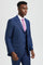 Cheap Priced Suit - Men's Two Button Vested Stacy Adams Designer Sharkskin Blue Suit