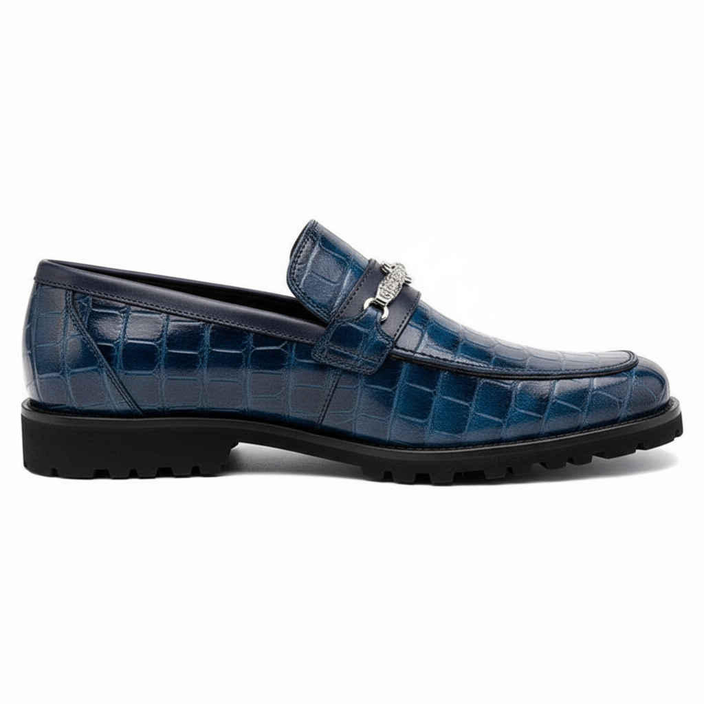 Men's Mauri Casual Alligator Loafers Blue Metal Bit Debonair - 8.5