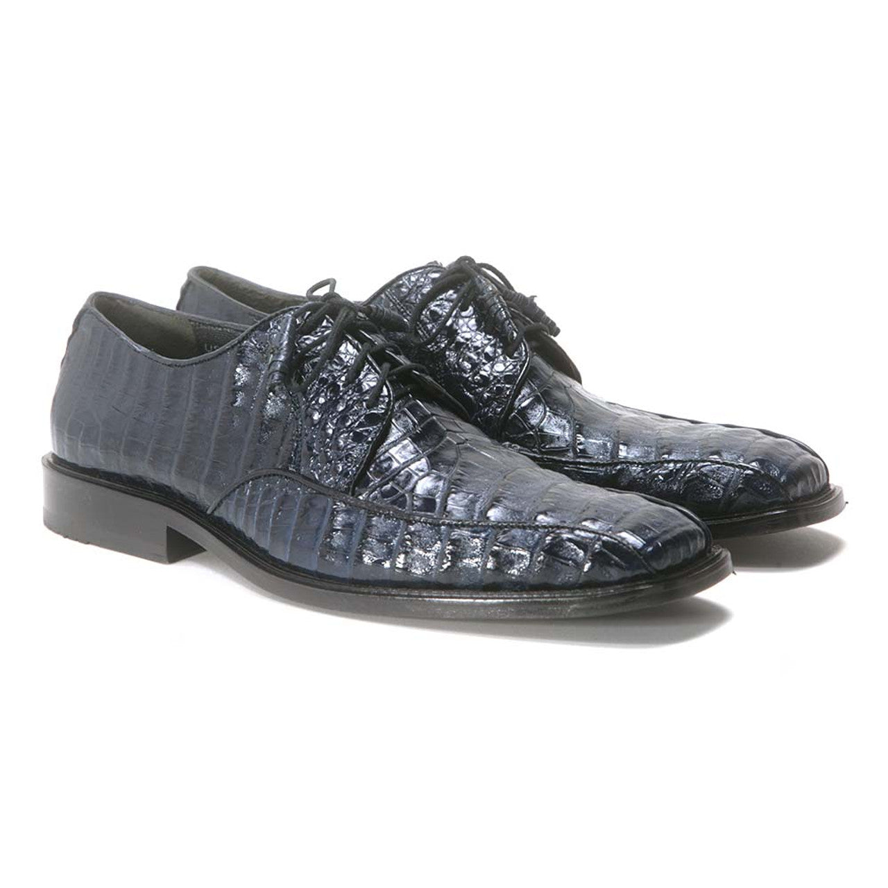 Los Altos Oxford Blue Caiman & Belly Crocodile Shoes - 8