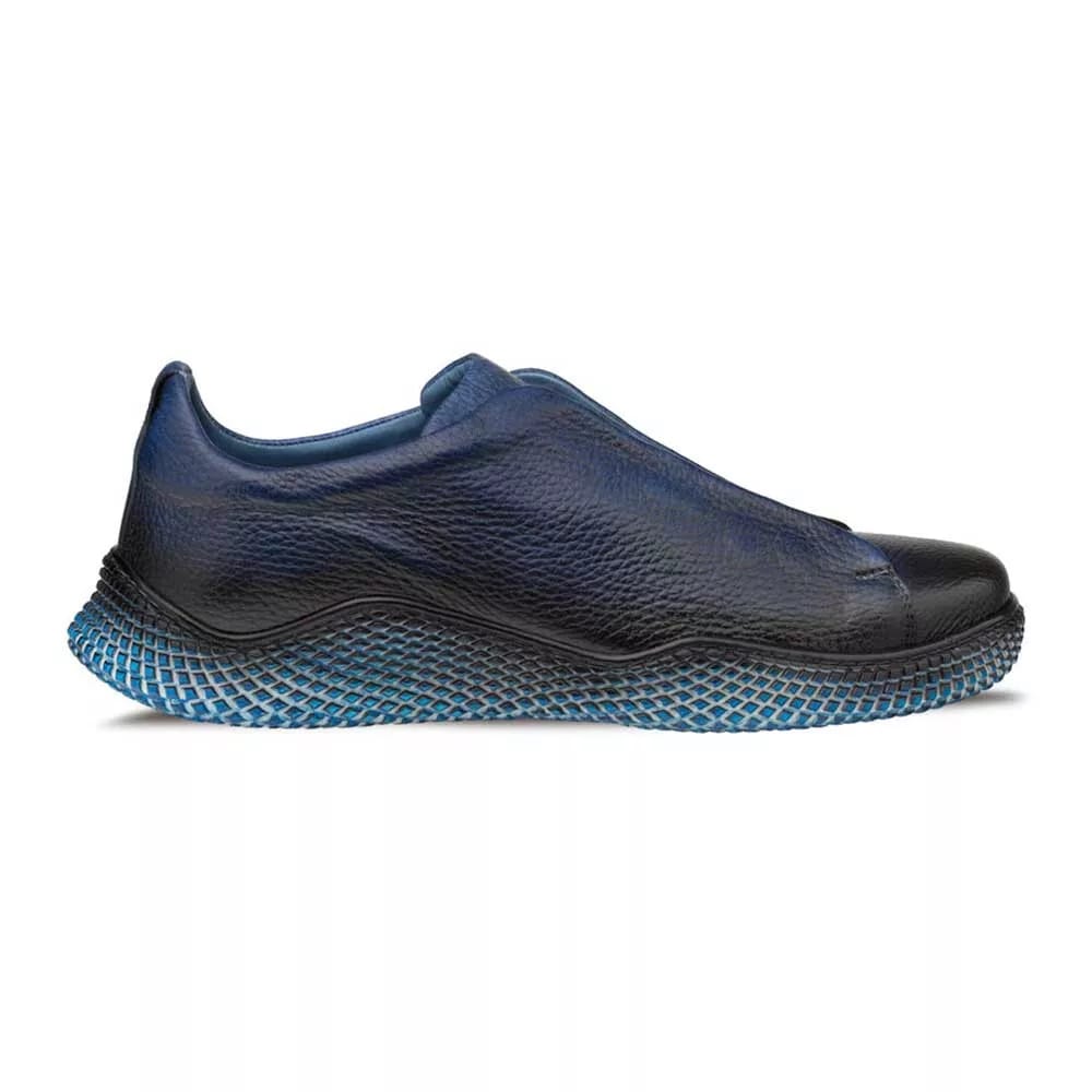 Mezlan Men's Blue Calcio Deer Skin Slip On Sneakers - 8