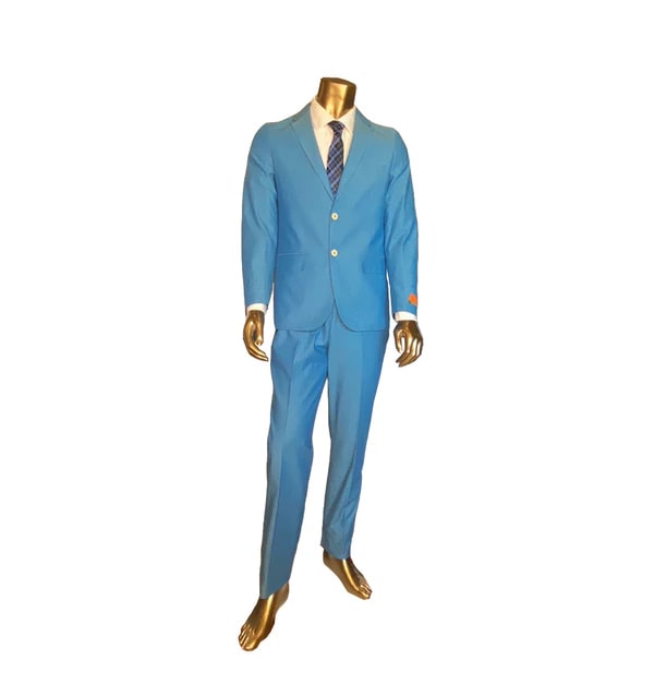 Enzo - Slim Fit Suit Blue - 38 Short Jacket+32 Waist Adjustable 28to34)(Height: 5 4 to5 7 )(Neck  15-16.5)S-M)