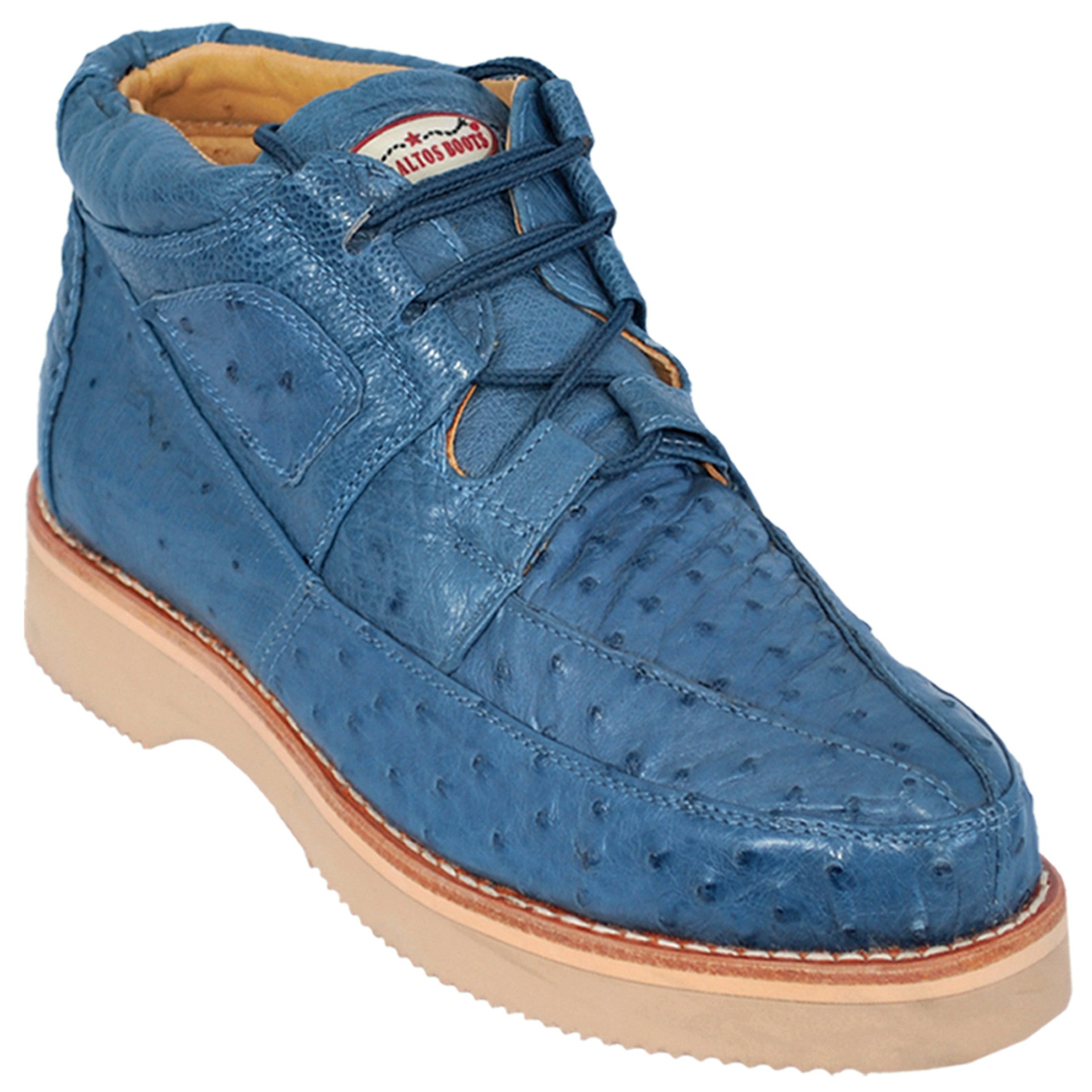 Los Altos Casual Blue Jean Full Ostrich Skin Sneakers - 8