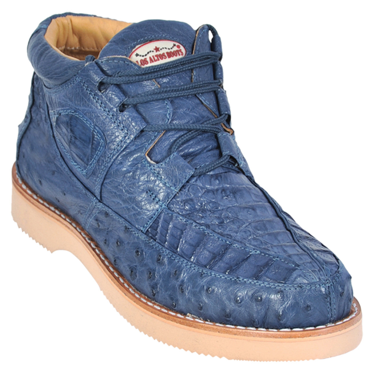 Los Altos Casual Blue Jean Caiman & Ostrich Skin Sneakers - 8
