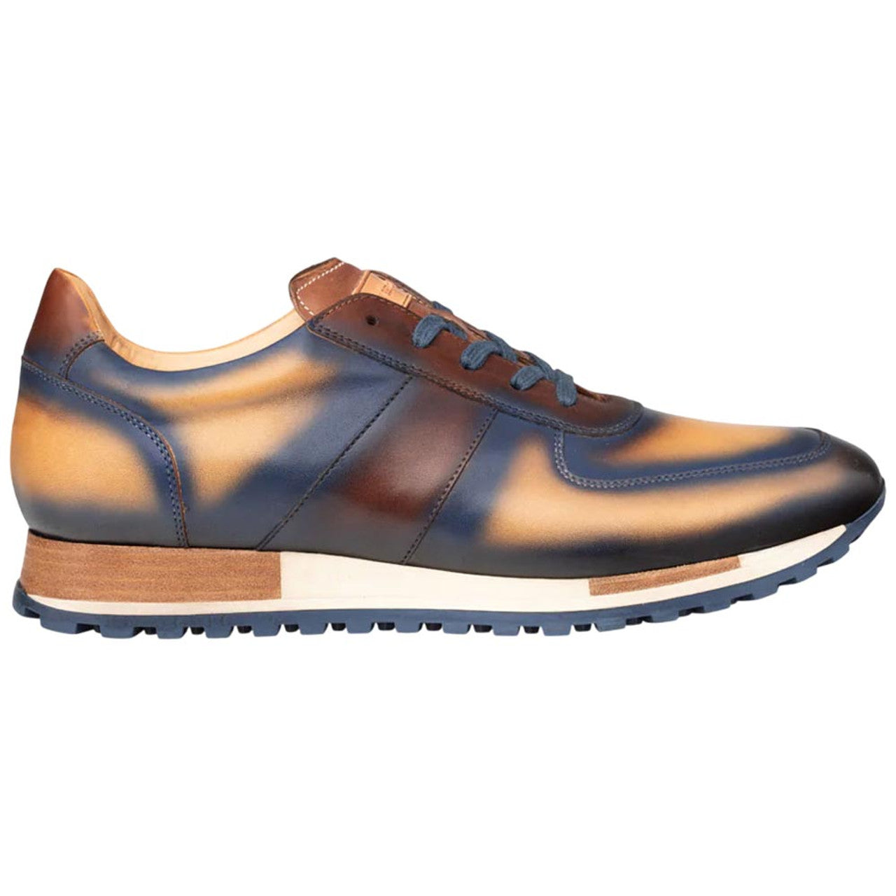 Men's Latini Blue Multi-Tone Genuine Calfskin Sneakers By Mezlan Made In Spain Brand - 8