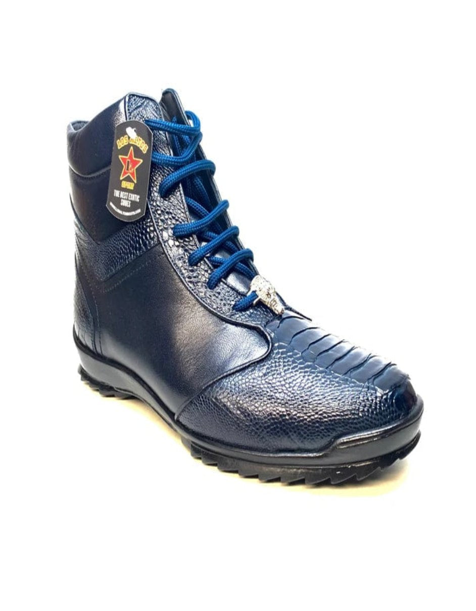 Los Altos Navy Blue Ostrich Leg High-top Sneakers - 8