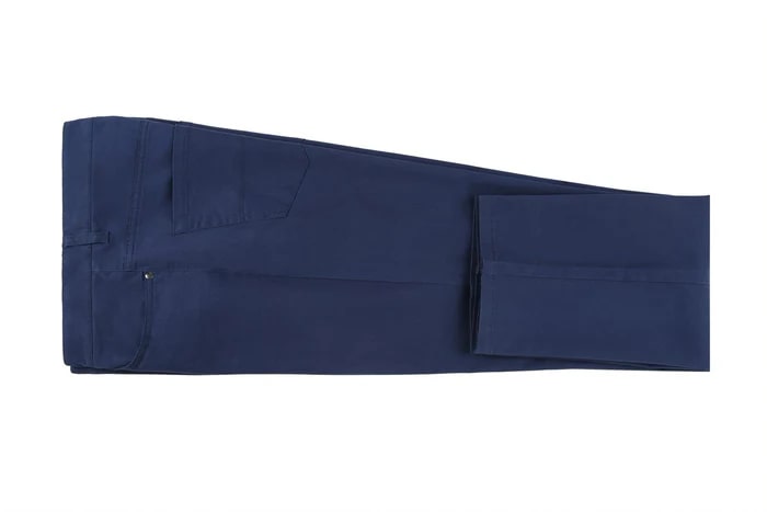 Stretch Cotton Flat Front Pants Straight Legs in Blue - Dress Size Pants : 28