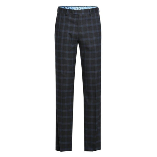 Designer Brand - Stretch performance Single Breasted Slim Fit Charcoal and Blue Plaid Suit