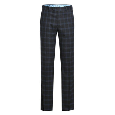 Designer Brand - Stretch performance Single Breasted Slim Fit Charcoal and Blue Plaid Suit