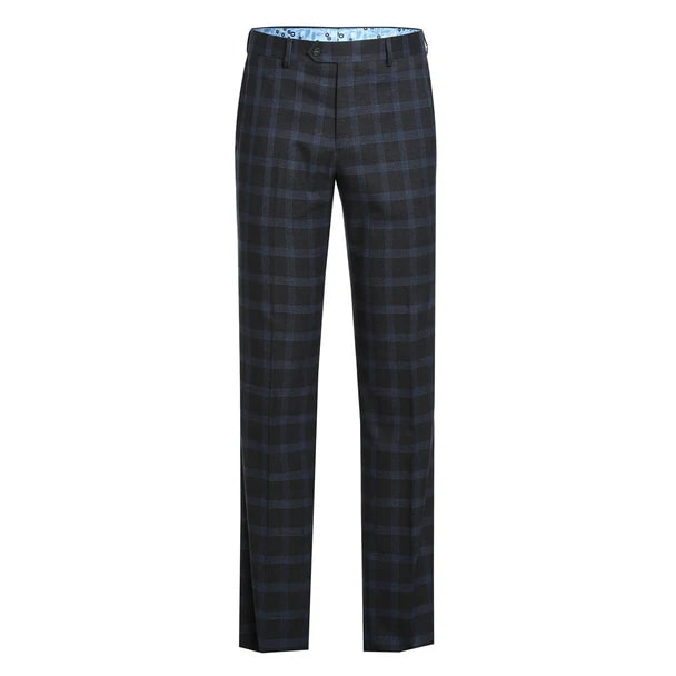 Designer Brand - Stretch performance Single Breasted Slim Fit Charcoal and Blue Plaid Suit