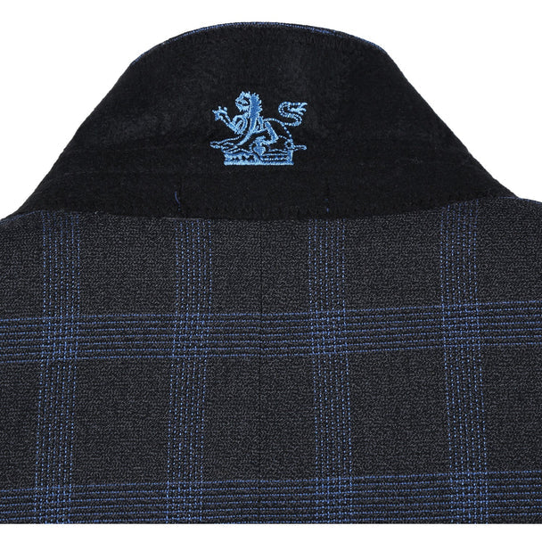 Designer Brand - Stretch performance Single Breasted Slim Fit Charcoal and Blue Plaid Suit - Coat Size 38