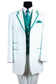 Zoot Suit - Mens 3 Button Vested Barbershop Quartet White with Turquoise Pinstripes Suit blue