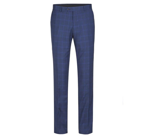 Cheap Priced Suit - Mens Two Button Slim Fit Two Piece Suit In Indigo Blue Windowpane Plaid