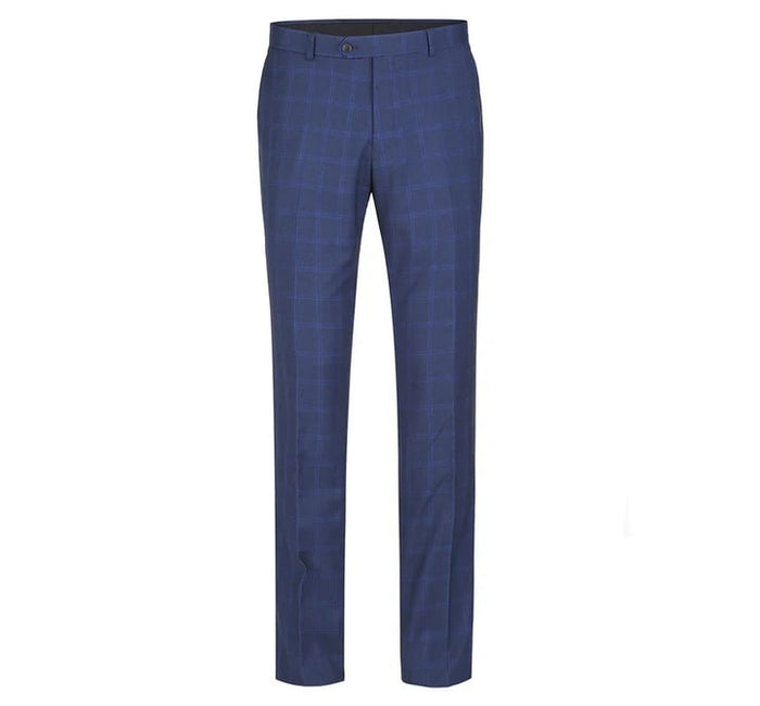 Cheap Priced Suit - Mens Two Button Slim Fit Two Piece Suit In Indigo Blue Windowpane Plaid