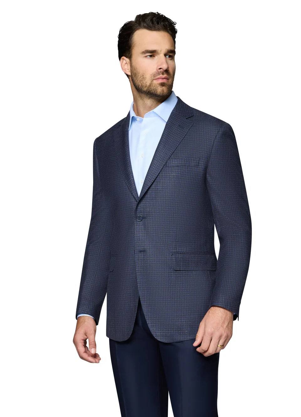 Blue Modern Fit Wool Side Vents Sport Coat