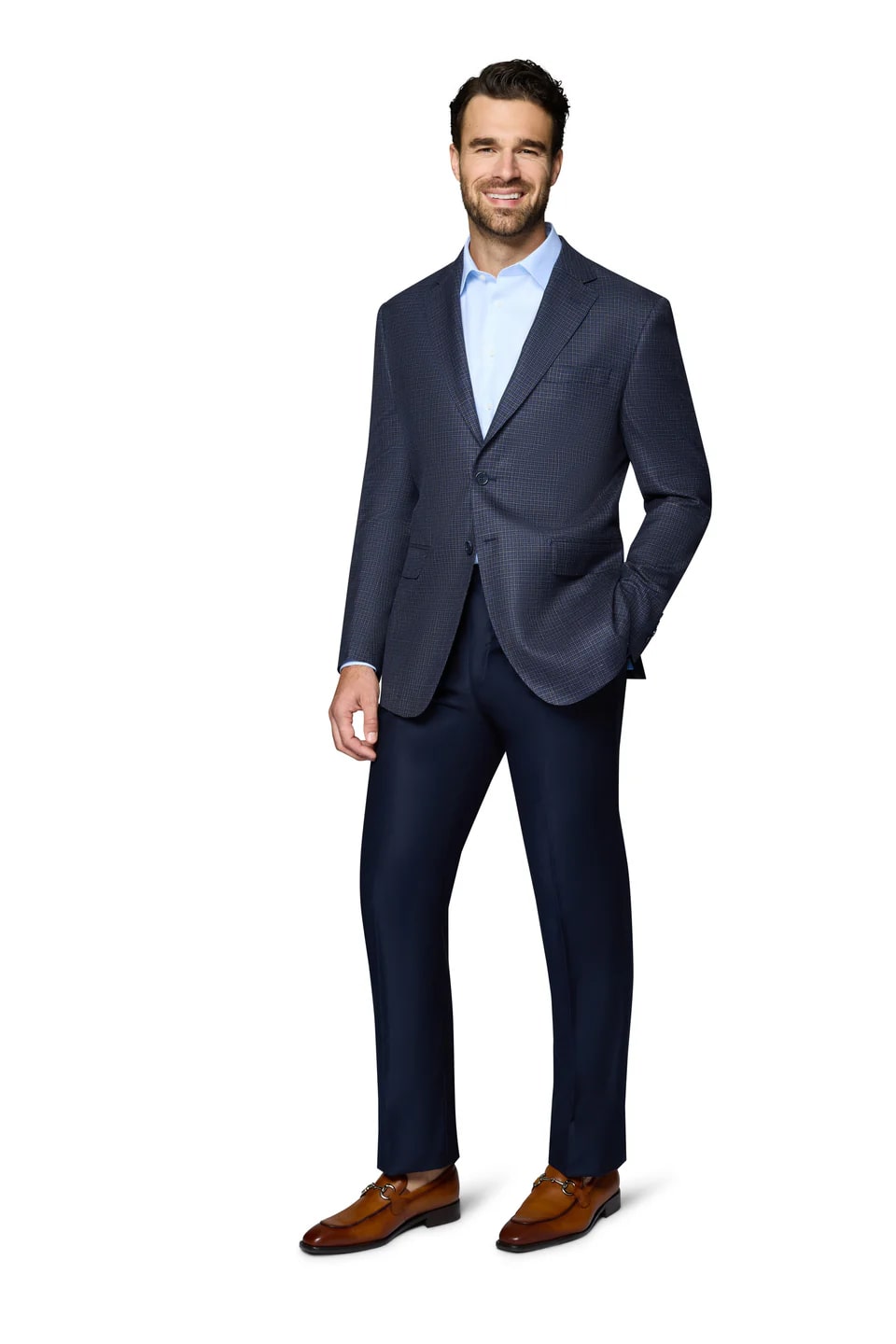 Blue Modern Fit Wool Side Vents Sport Coat