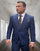 Men's Designer One Button Peak Lapel Indigo Blue Plaid Wool Suit
