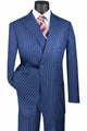 Cheap priced Suit- Mens Double Breasted Gangster Bold Pinstripe Blue Suit