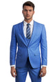 Cheap priced Suit - Men's One Button Peak Lapel Skinny Wedding & Prom 2025 Blue Suit With Lowcut Vest