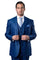 Cheap Priced Suit - Men's Two Button Vested Textured Sharkskin Business Blue Suit