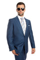 Cheap Priced Suit  - Men's Slim Fit One Button Peak Lapel Blue Suit