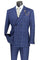 Cheap priced Suit  - Mens Double Breasted Bold Windowpane Plaid Blue Suit