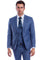 Cheap priced Suit - Men's Two Button Vested Skinny Fit Suit With Low Cut Vest In Blue Plaid