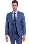Cheap priced Suit - Men's Two Button Vested Skinny Fit Suit With Low Cut Vest In Blue Plaid