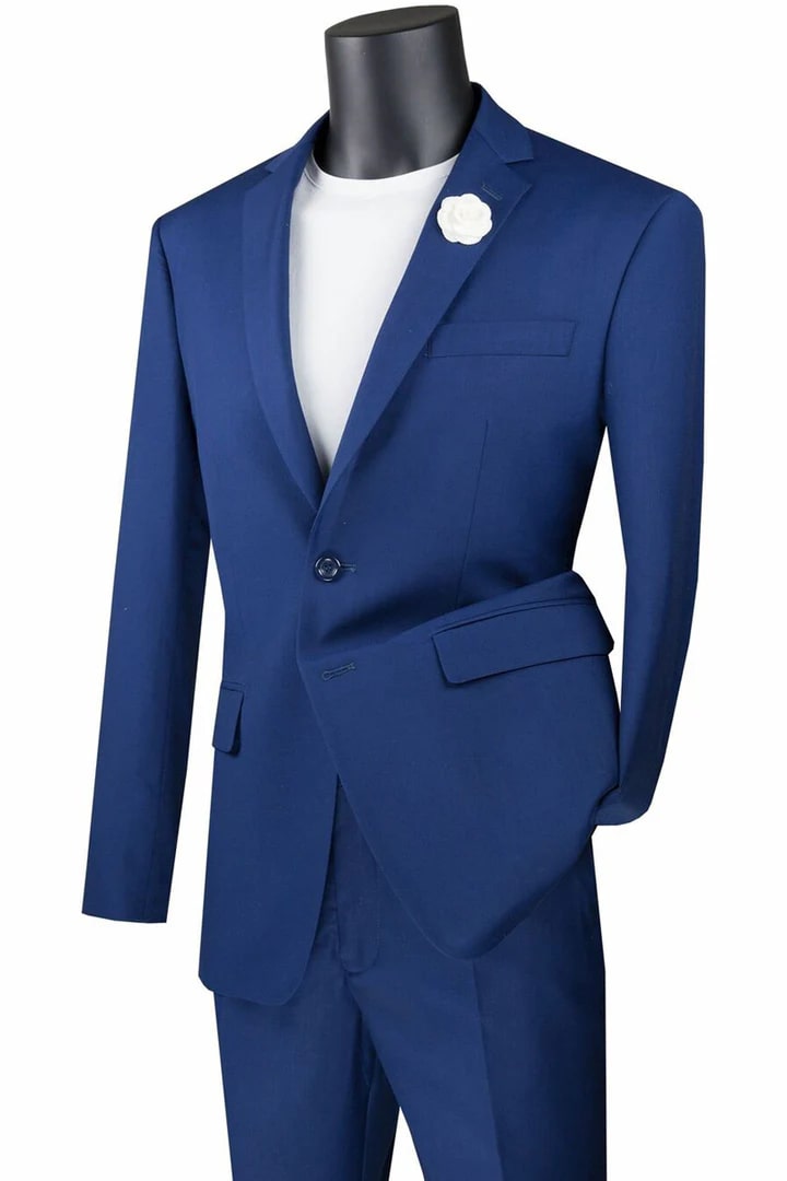 Cheap Suit - Mens Basic 2 Button Modern Fit Blue Suit