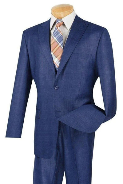 Cheap Priced Suit- Men's Modern Fit Summer Glen Plaid Business Blue Suit